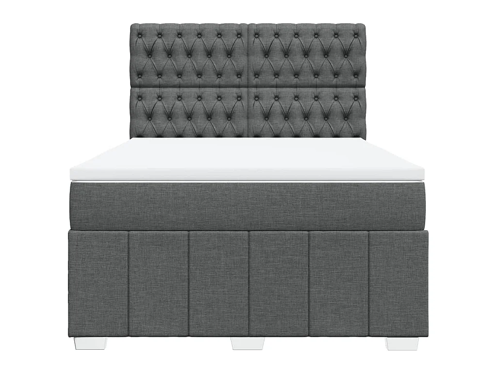 Giroletto a Molle con Materasso Grigio Scuro 140x200cm Tessuto