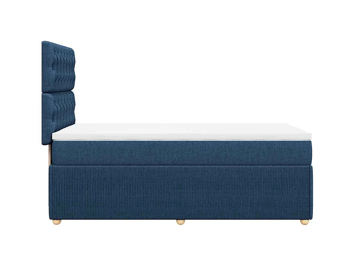 Sommier à lattes de lit avec matelas Bleu 100x200 cm Tissu