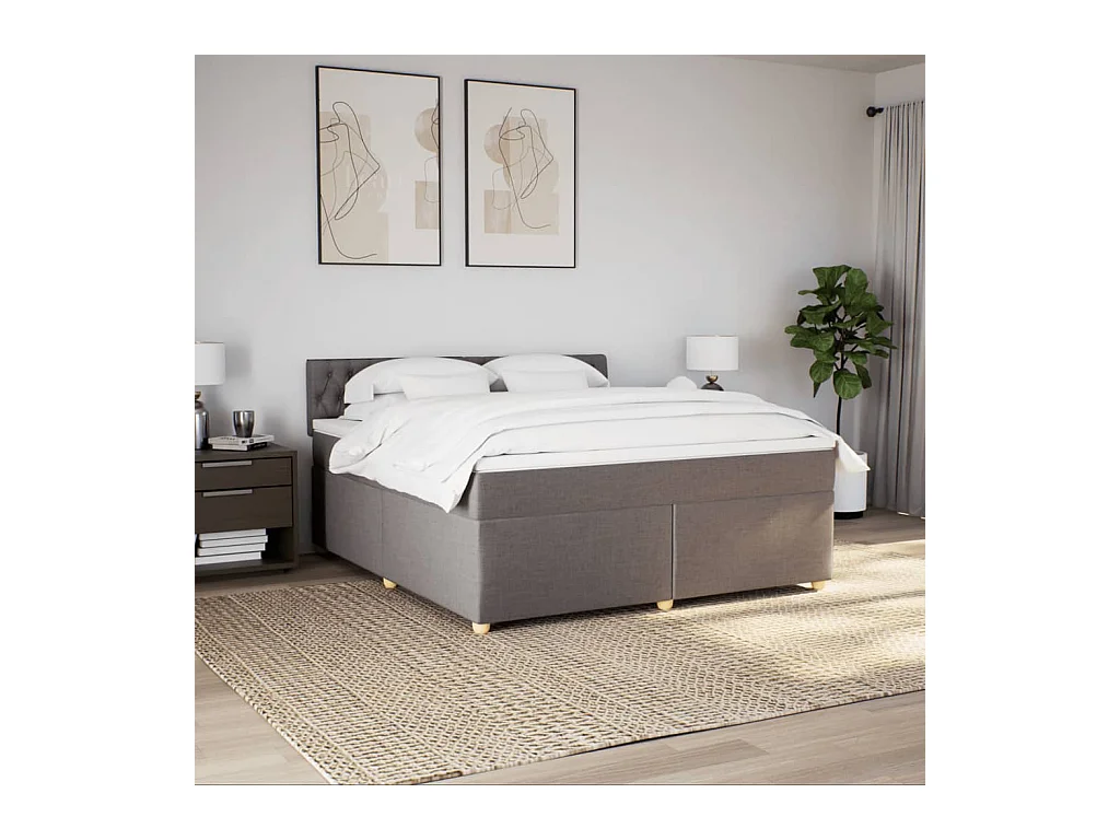 Boxspringbett mit Matratze Taupe 180x200 cm Stoff