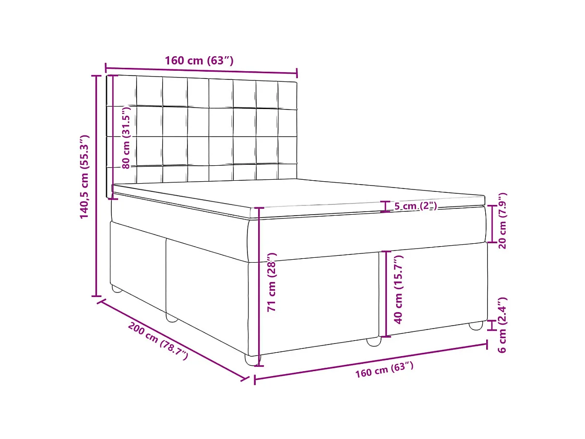 Boxspringbett mit Matratze Hellgrau 160x200 cm Stoff