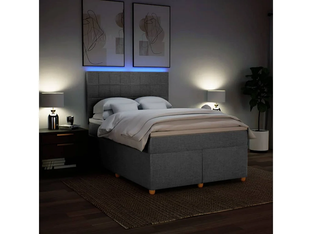 Boxspring met matras stof lichtgrijs 160x200 cm