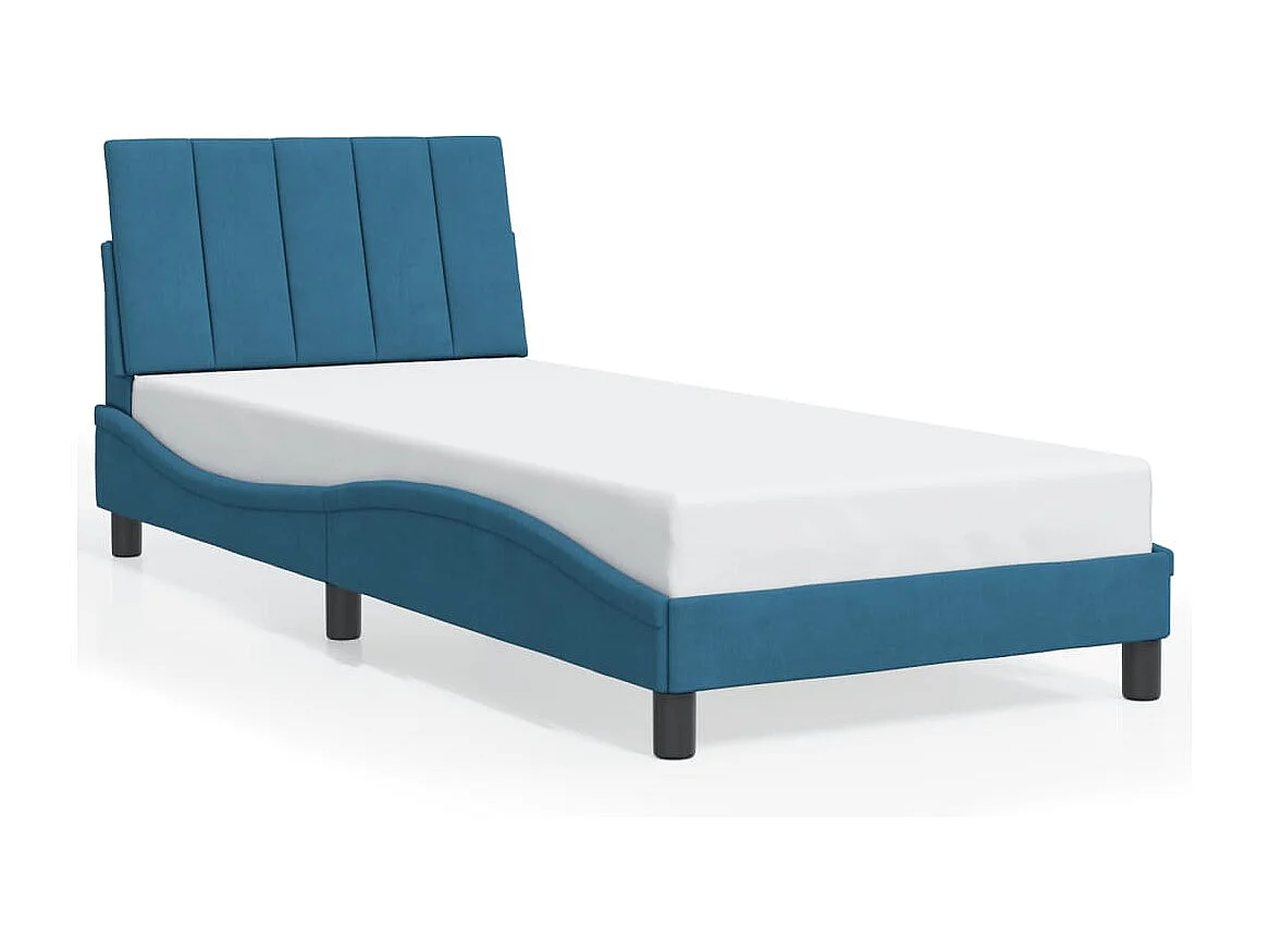 Cadre de lit sans matelas Hanko bleu 90x200 cm velours