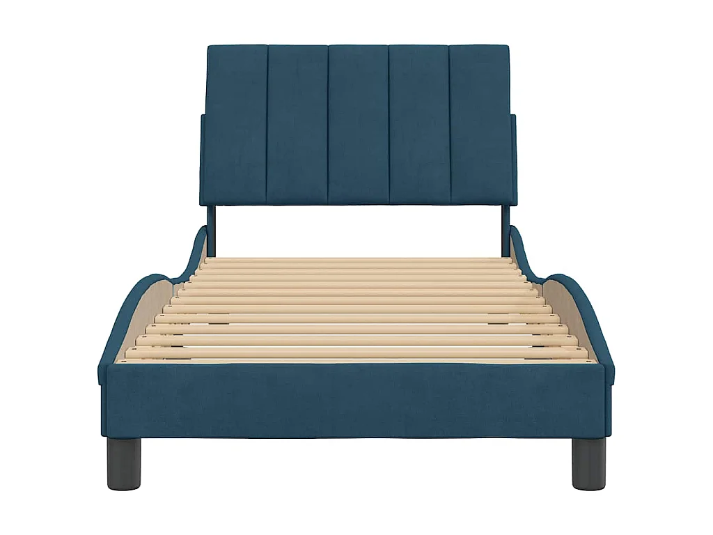 Cadre de lit sans matelas Hanko bleu 90x200 cm velours