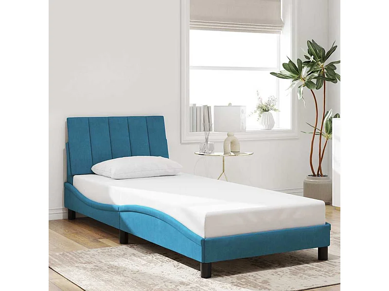Bedframe zonder matras "Hanko" fluweel blauw 90x200 cm