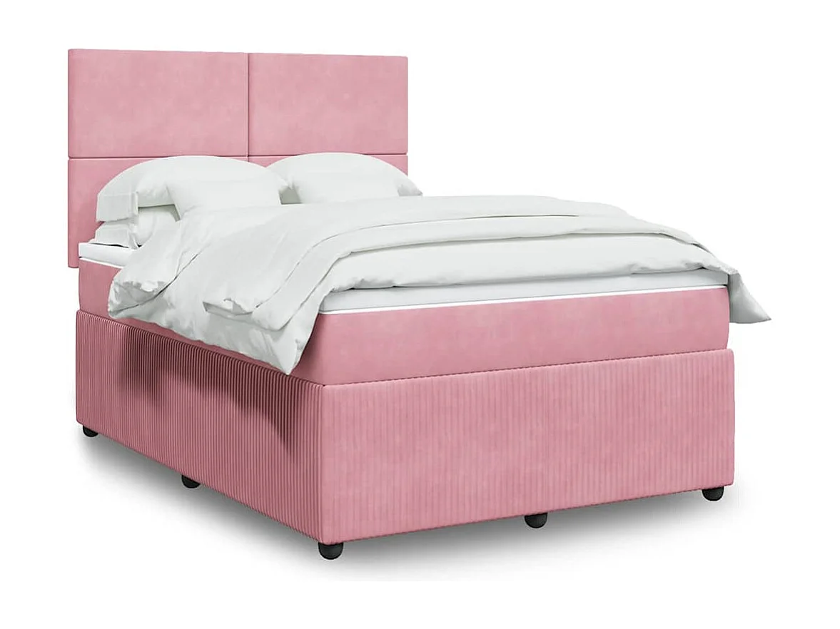 Giroletto a Molle con Materasso Rosa 160x200 cm in Velluto