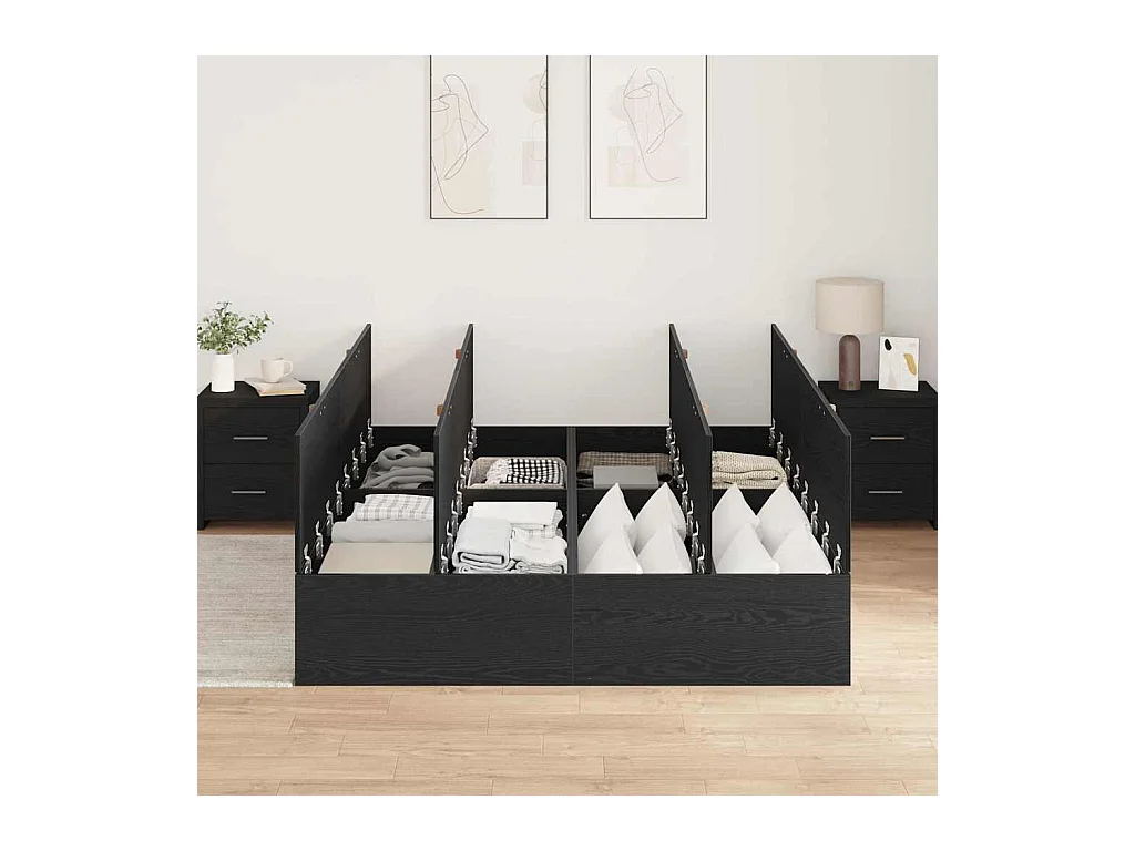 Cadre de lit Chêne noir 140 x 190 cm Bois d'ingénierie