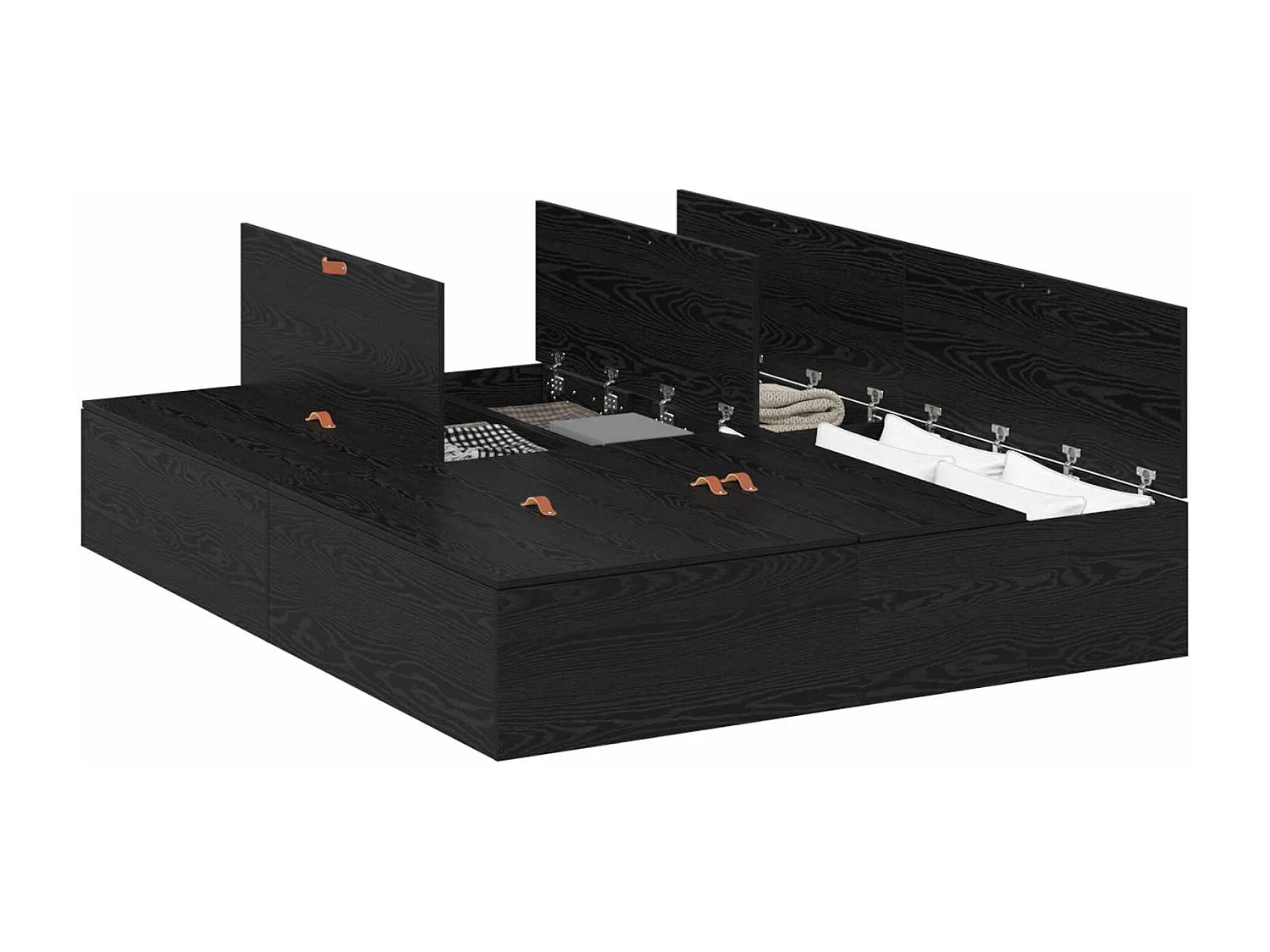 Cadre de lit avec rangement Chêne noir 140 x 190 cm