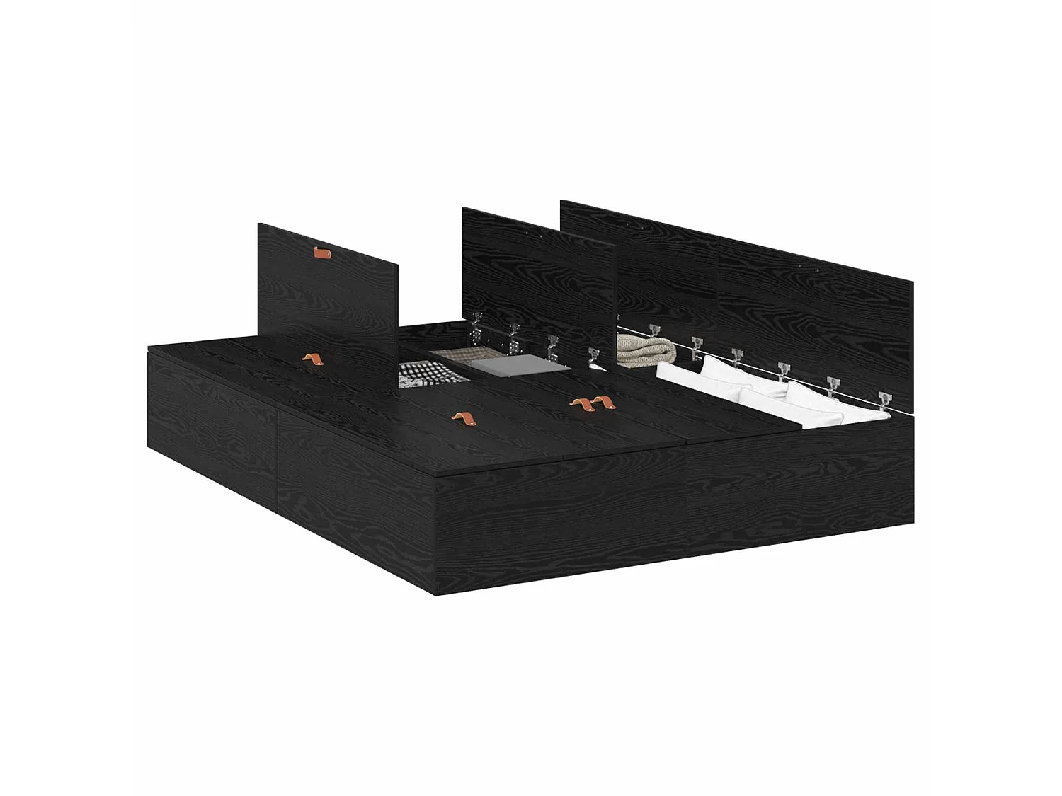 Cadre de lit avec rangement Chêne noir 140 x 190 cm