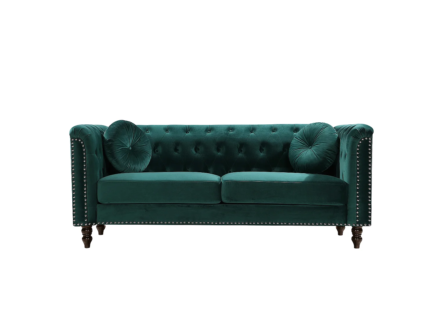 Kanapa 3+2-osobowa ze szmaragdowego weluru TURNER