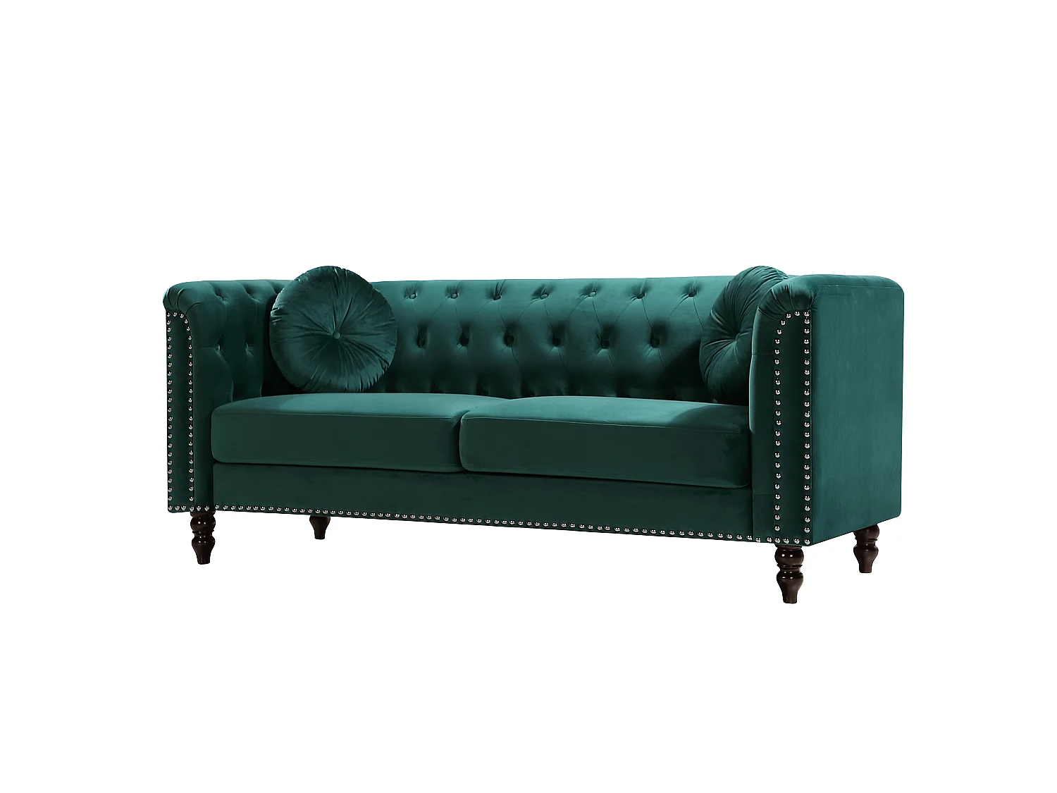 Kanapa 3+2-osobowa ze szmaragdowego weluru TURNER