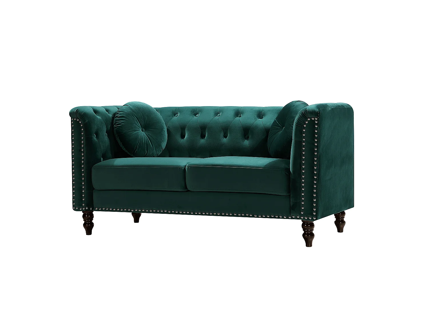 Kanapa 3+2-osobowa ze szmaragdowego weluru TURNER