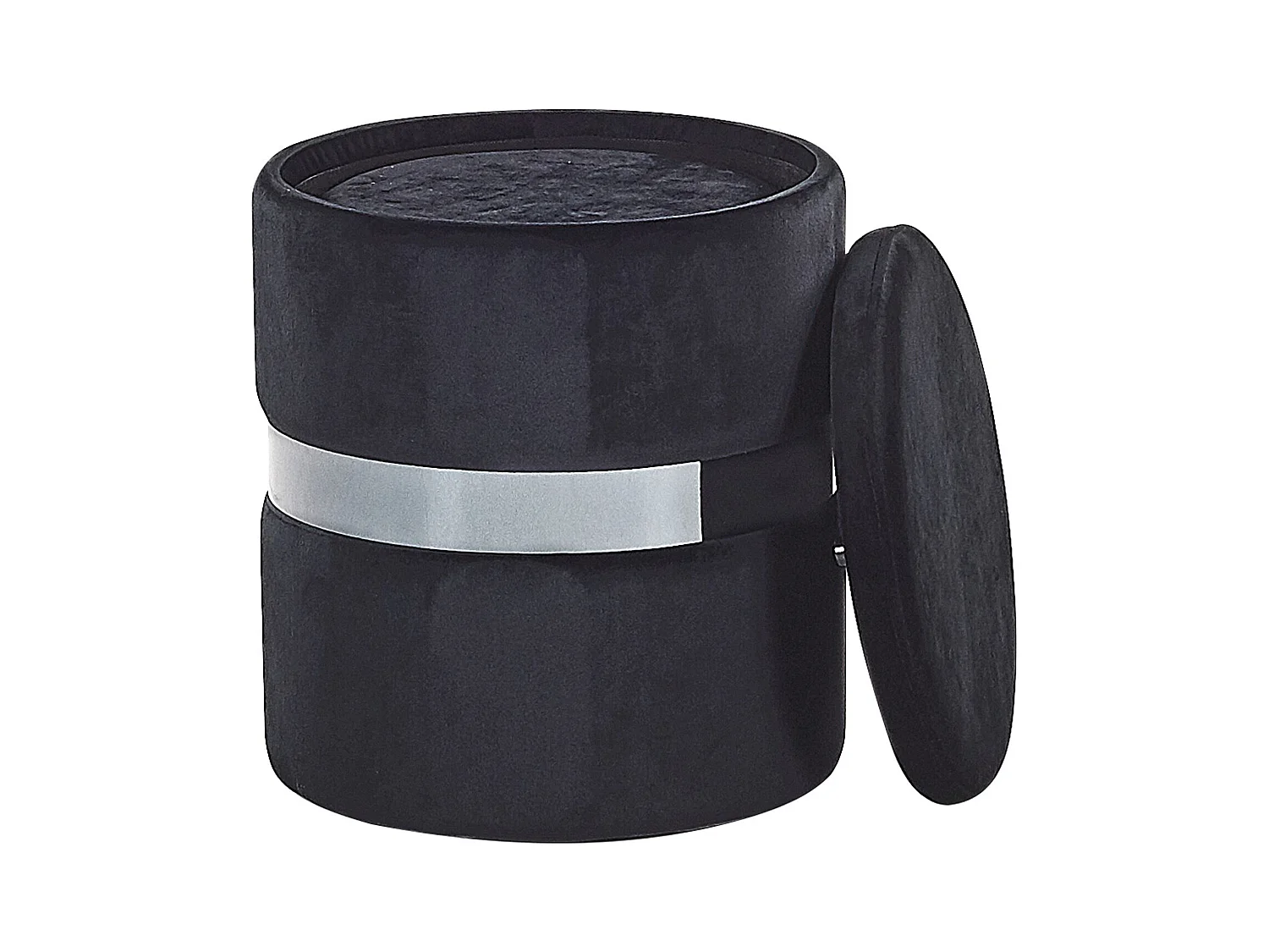 Set van 2 opbergpoefs DORIS Fluweel Zwart 35/30 cm 35/30 cm 44/36 cm