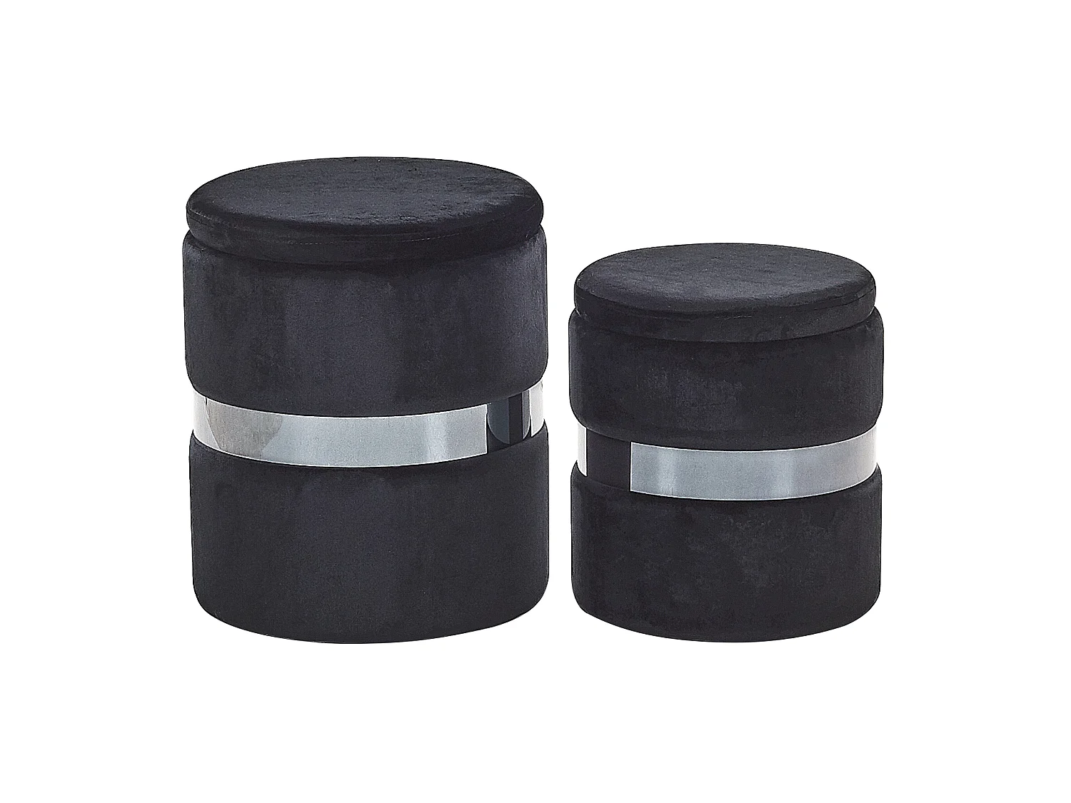 Lot de 2 poufs avec rangement DORIS Velours Noir