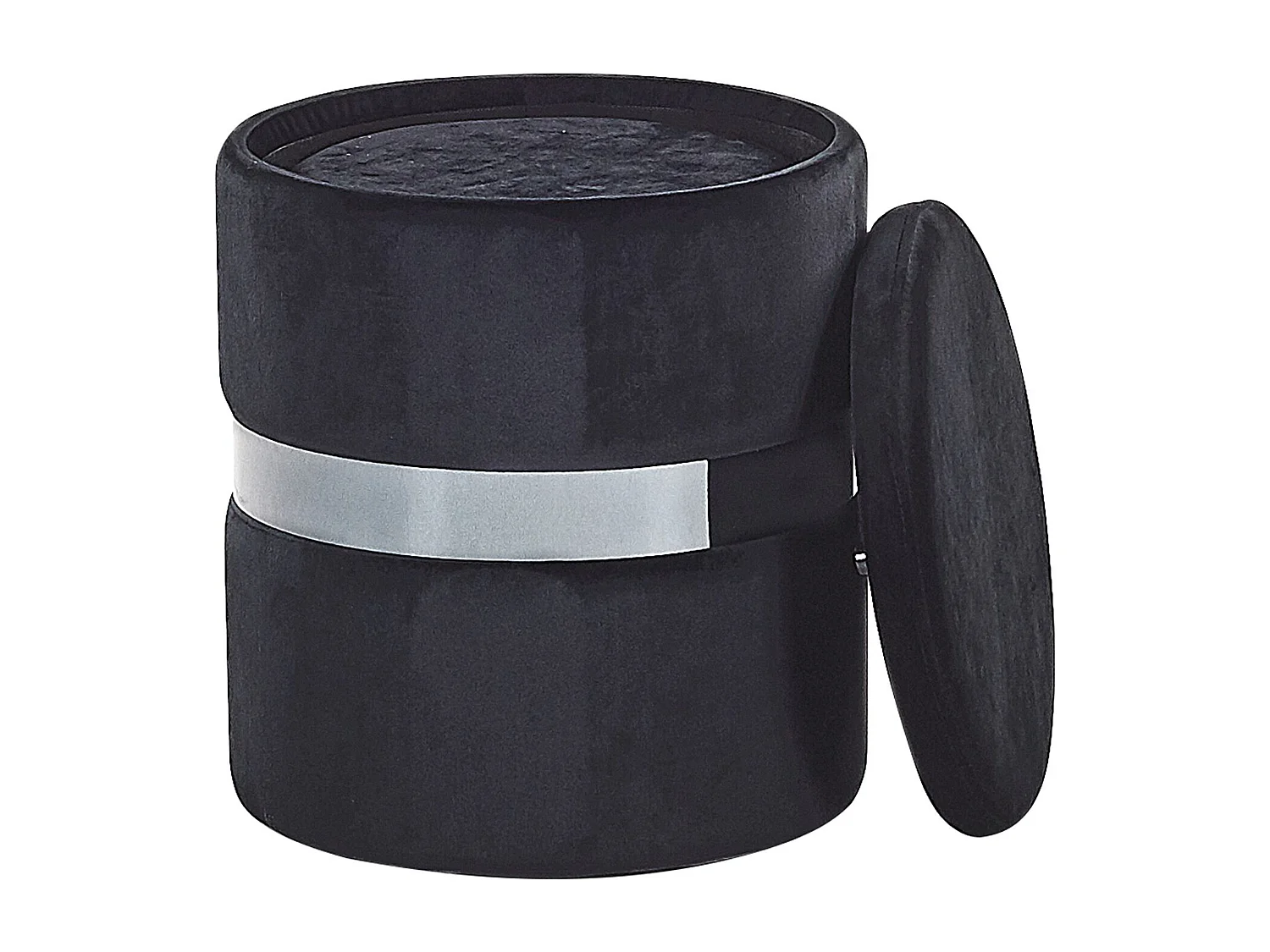 Set di 2 pouf contenitore DORIS Velluto Nero 35/30 cm 35/30 cm 44/36 cm