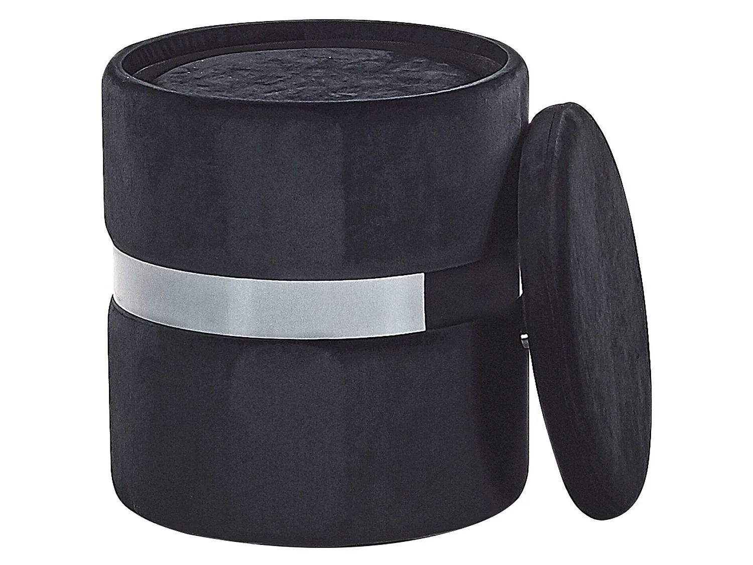 Lot de 2 poufs avec rangement DORIS Velours Noir 35/30 cm 35/30 cm 44/36 cm
