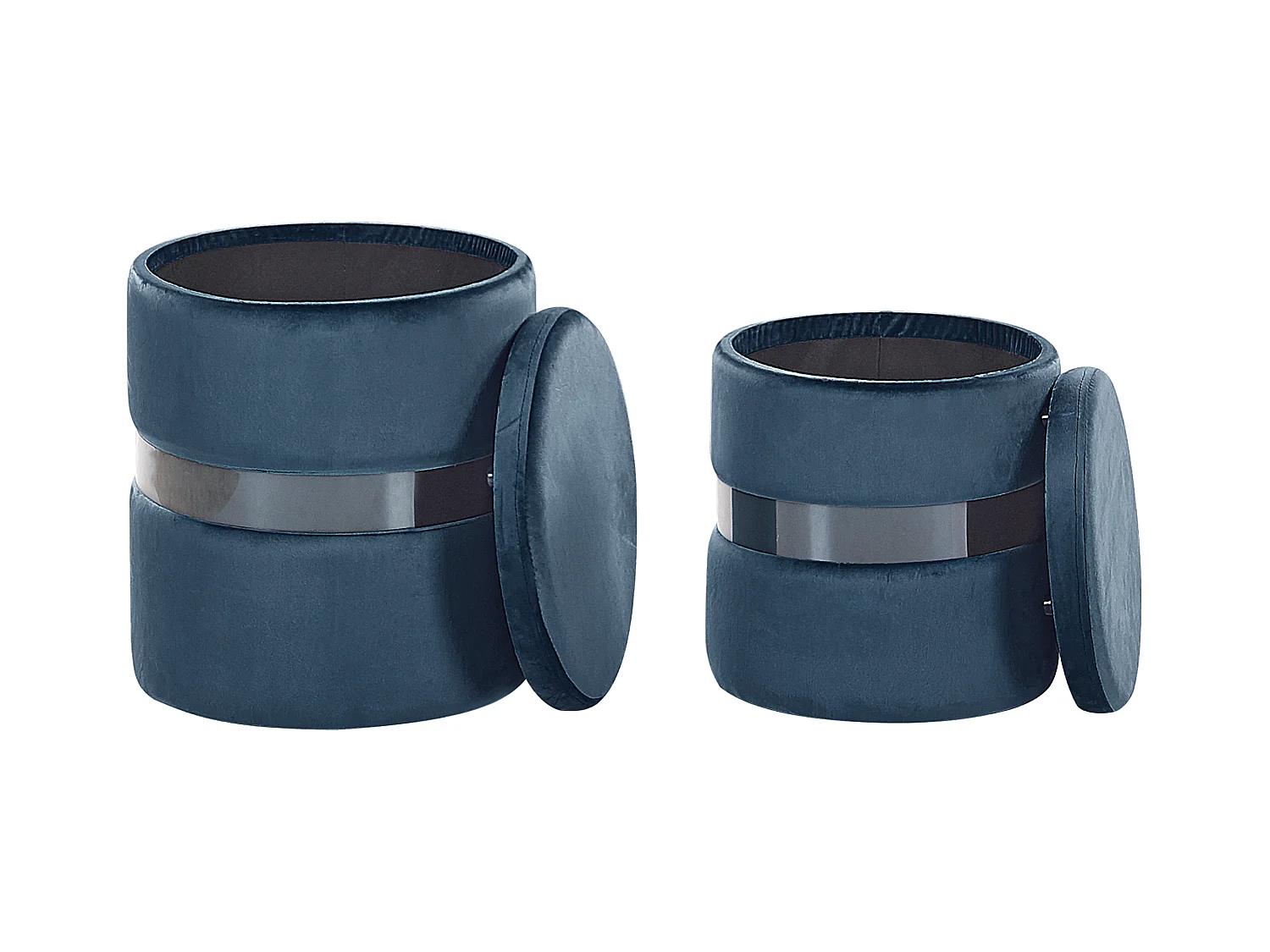 Set van 2 opbergpoefs DORIS Fluweel Blauw 35/30 cm 35/30 cm 44/36 cm