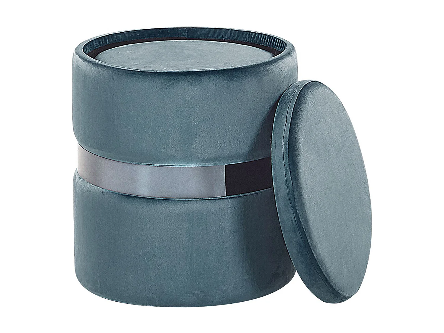 Conjunto de 2 pufs con almacenaje DORIS Terciopelo Azul 35/30 cm 35/30 cm 44/36 cm