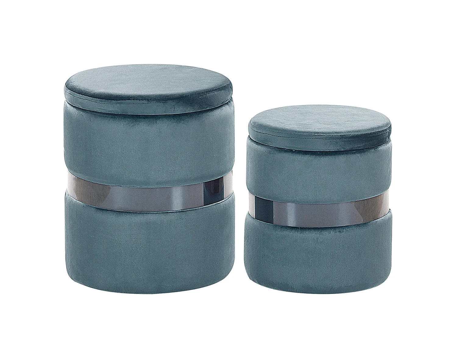 Set van 2 opbergpoefs DORIS Fluweel Blauw 35/30 cm 35/30 cm 44/36 cm