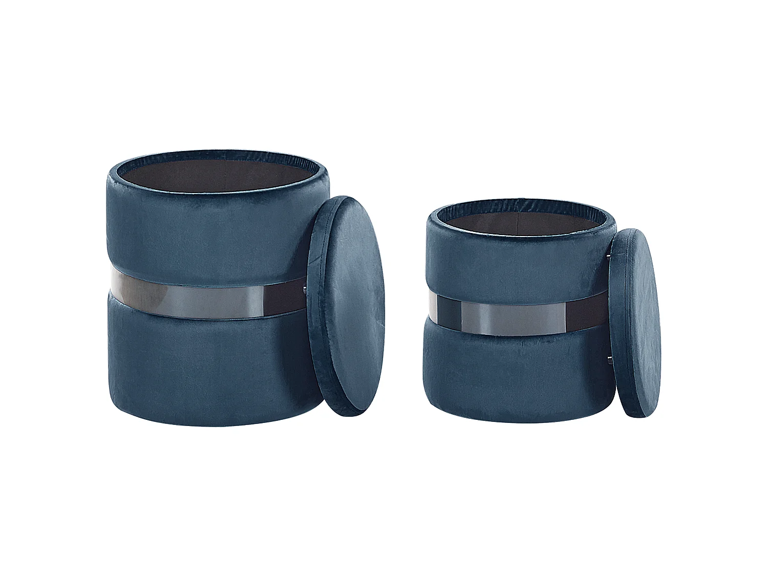 Set van 2 opbergpoefs DORIS Fluweel Blauw 35/30 cm 35/30 cm 44/36 cm