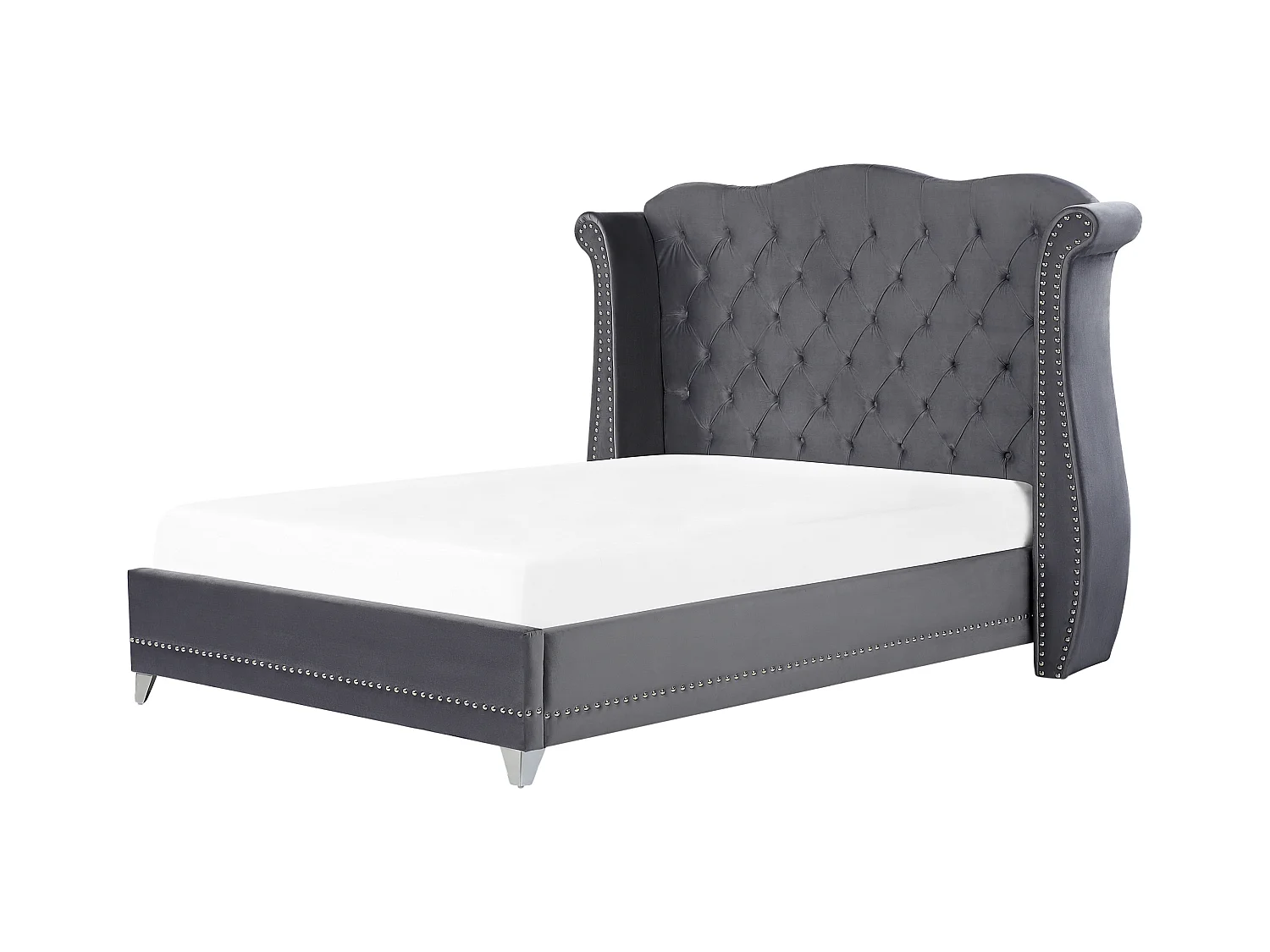 Lit avec sommier Velours AYETTE 160 x 200 cm Gris