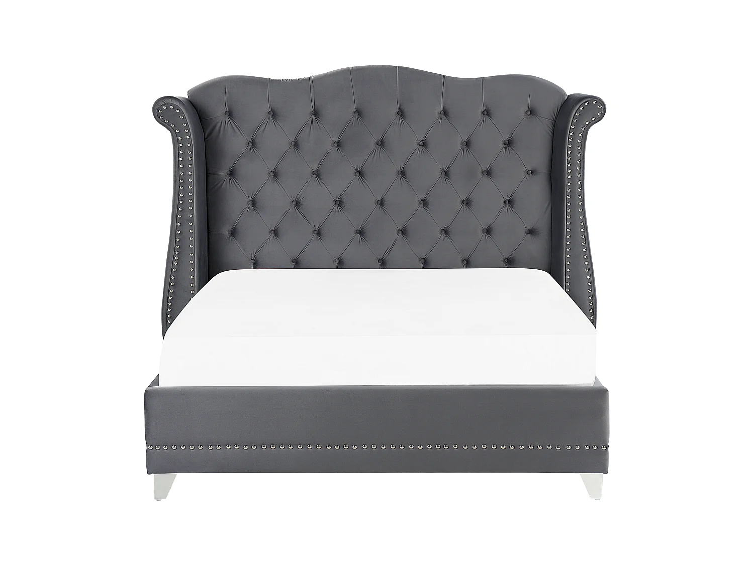 Lit avec sommier Velours AYETTE 160 x 200 cm Gris