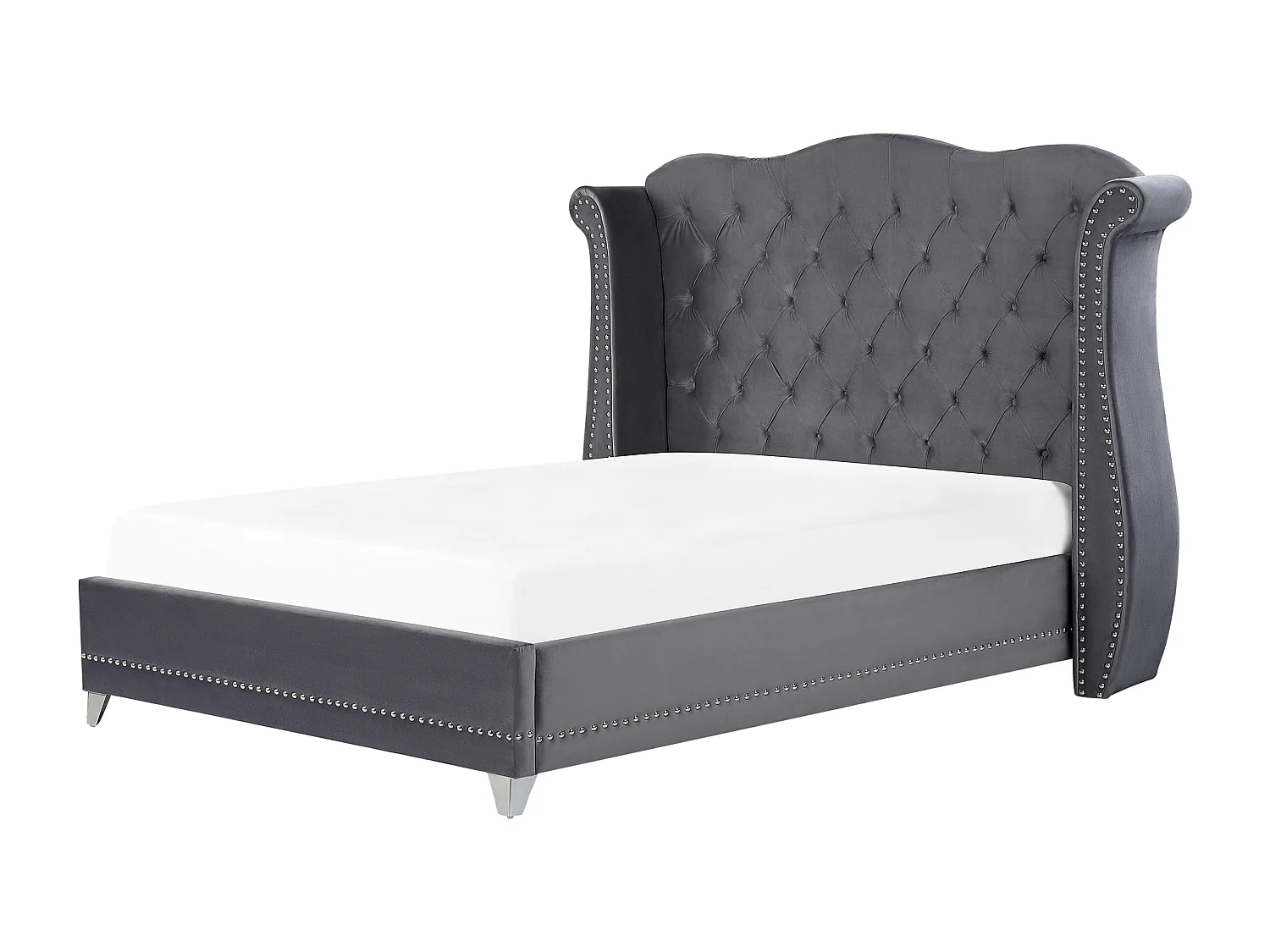 Lit avec sommier Velours AYETTE 160 x 200 cm Gris