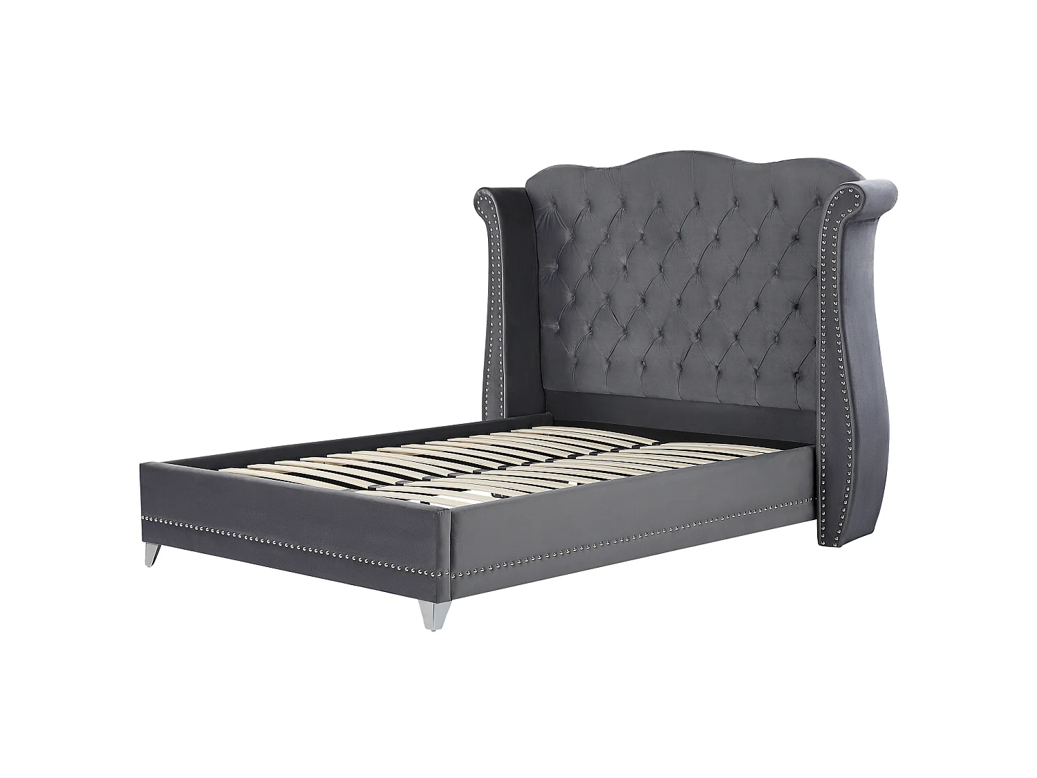 Bed Velvet AYETTE 160 x 200 cm (EU King Size) Grey