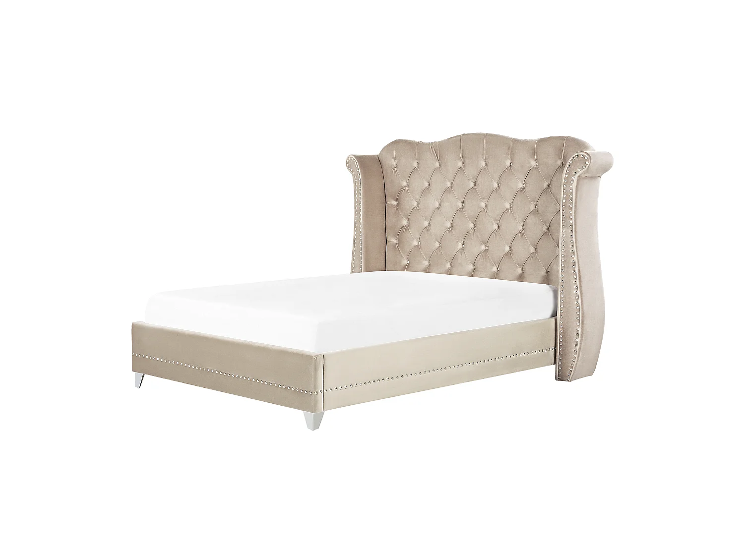 Lit avec sommier Velours AYETTE 160 x 200 cm Beige