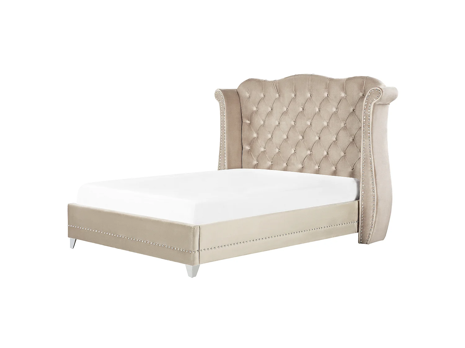 Lit avec sommier Velours AYETTE 160 x 200 cm Beige