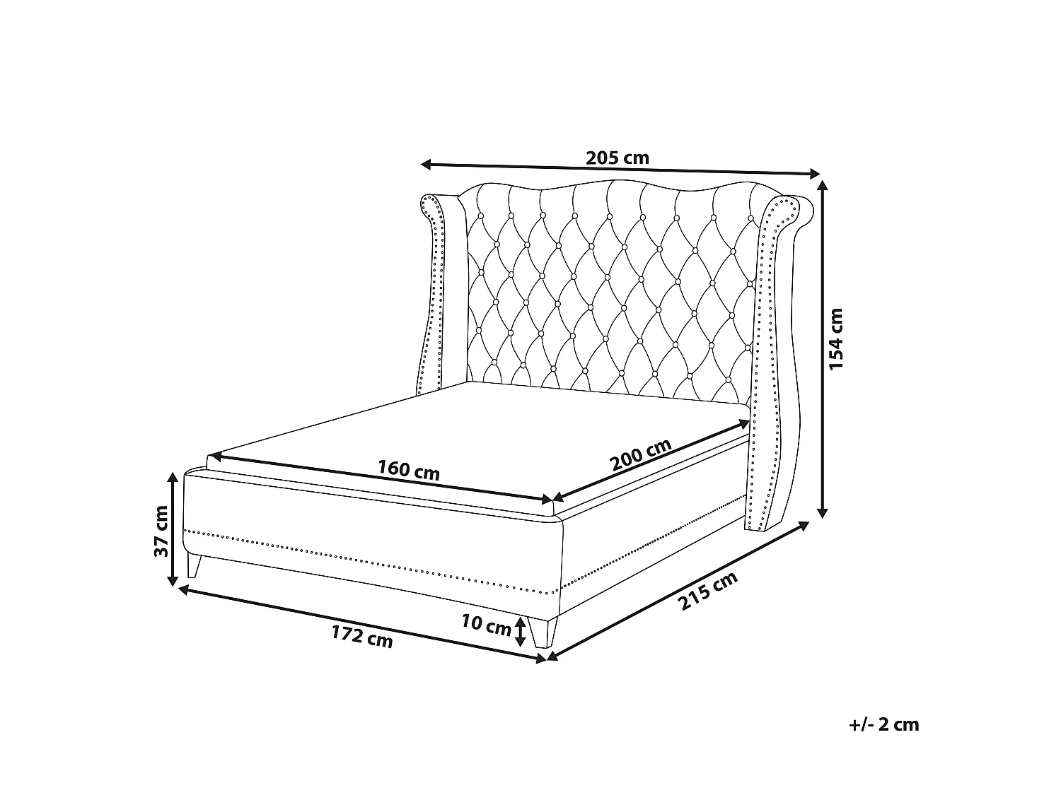 Lit avec sommier Velours AYETTE 160 x 200 cm Beige