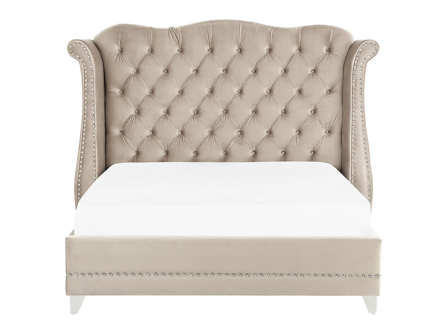 Lit avec sommier Velours AYETTE 160 x 200 cm Beige