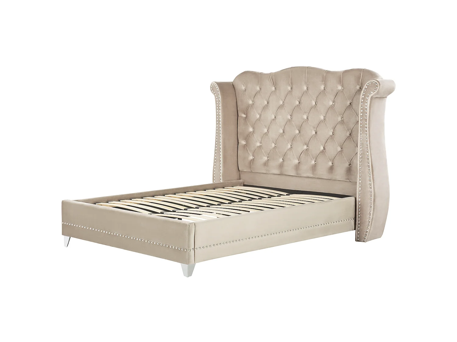 Lit avec sommier Velours AYETTE 160 x 200 cm Beige