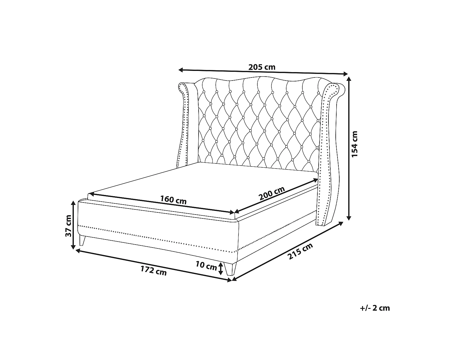 Bett Samtstoff im Chesterfield Stil hohes Kopfteil beige 160 x 200 cm Ayette