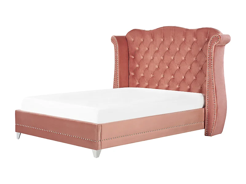 Bed Fluweel AYETTE 140 x 200 cm Roze