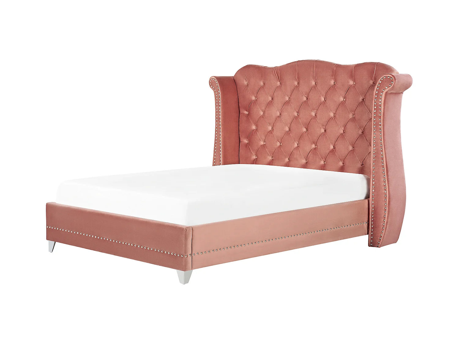 Cama Terciopelo AYETTE 140 x 200 cm Rosa