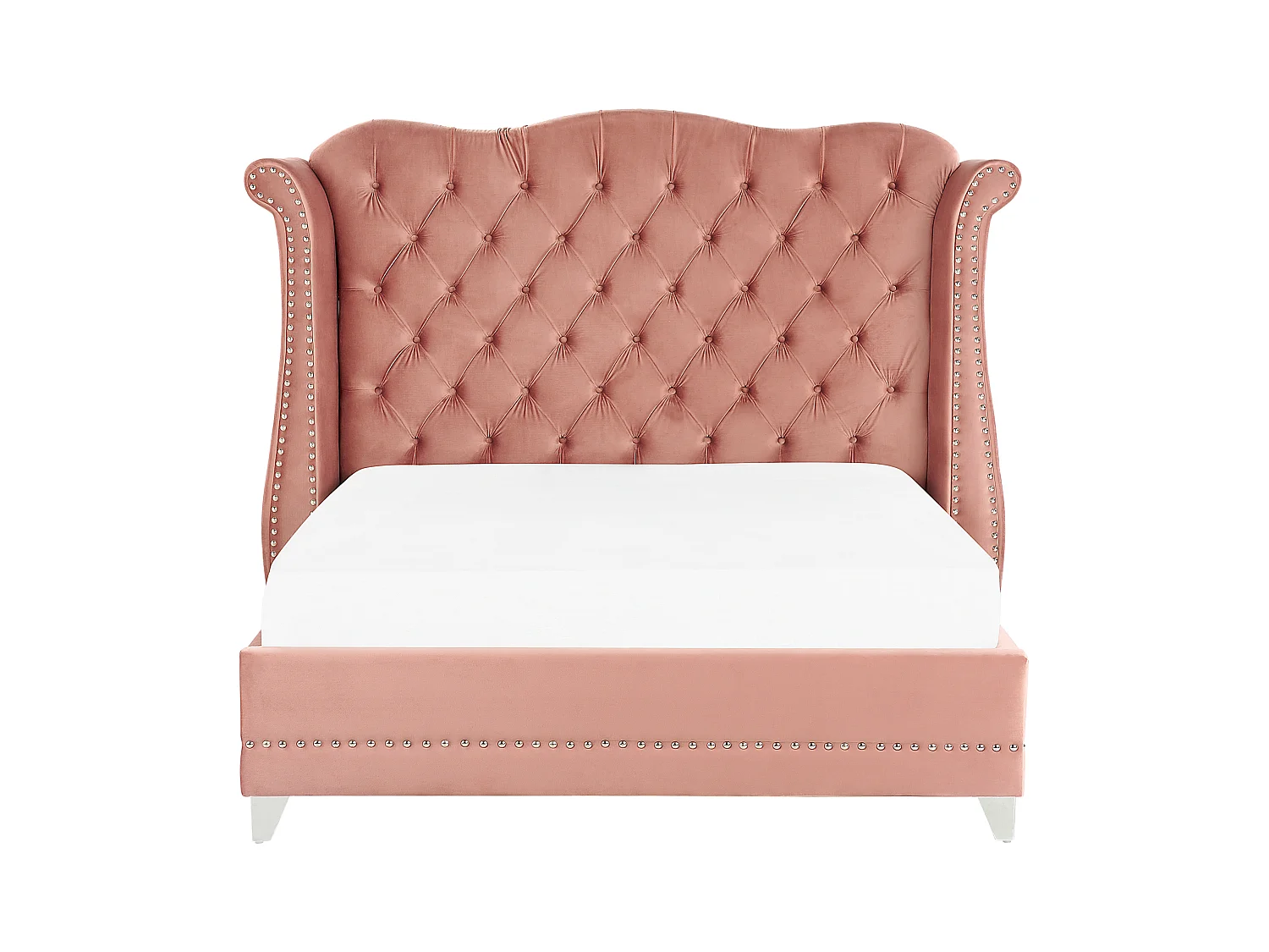 Lit avec sommier Velours AYETTE 140 x 200 cm Rose