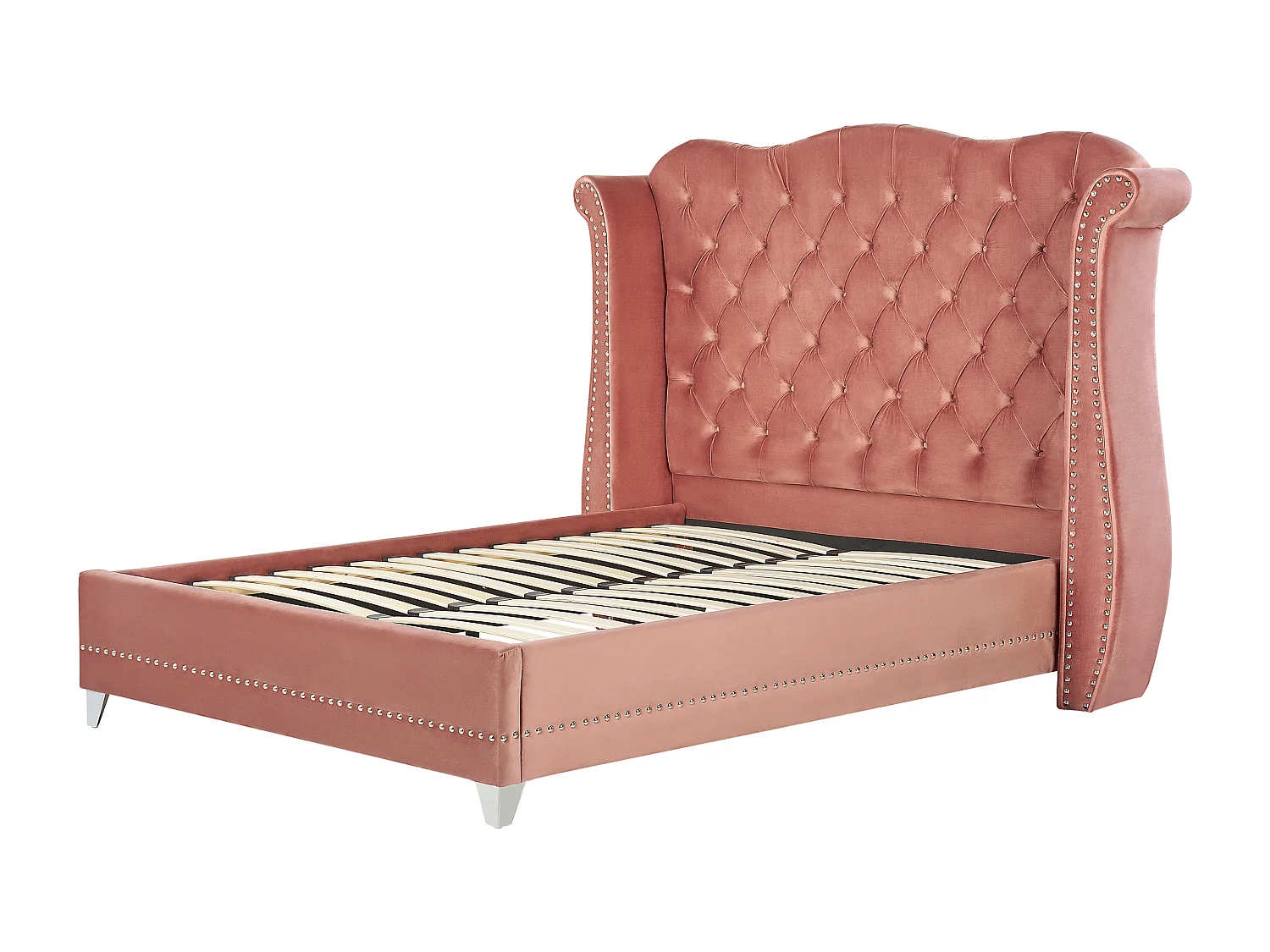 Letto Velluto AYETTE 140 x 200 cm Rosa