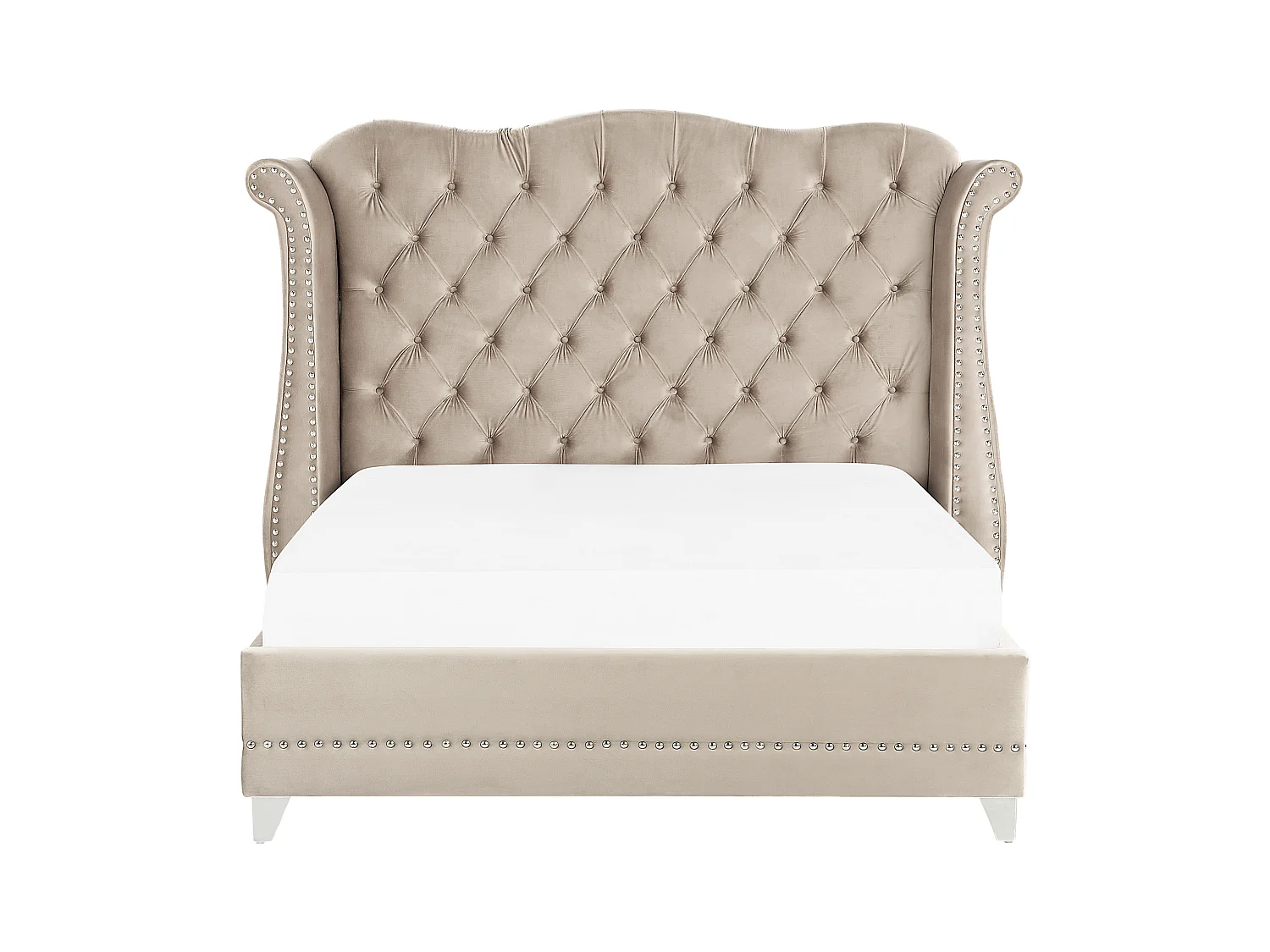 Lit avec sommier Velours AYETTE 140 x 200 cm Beige