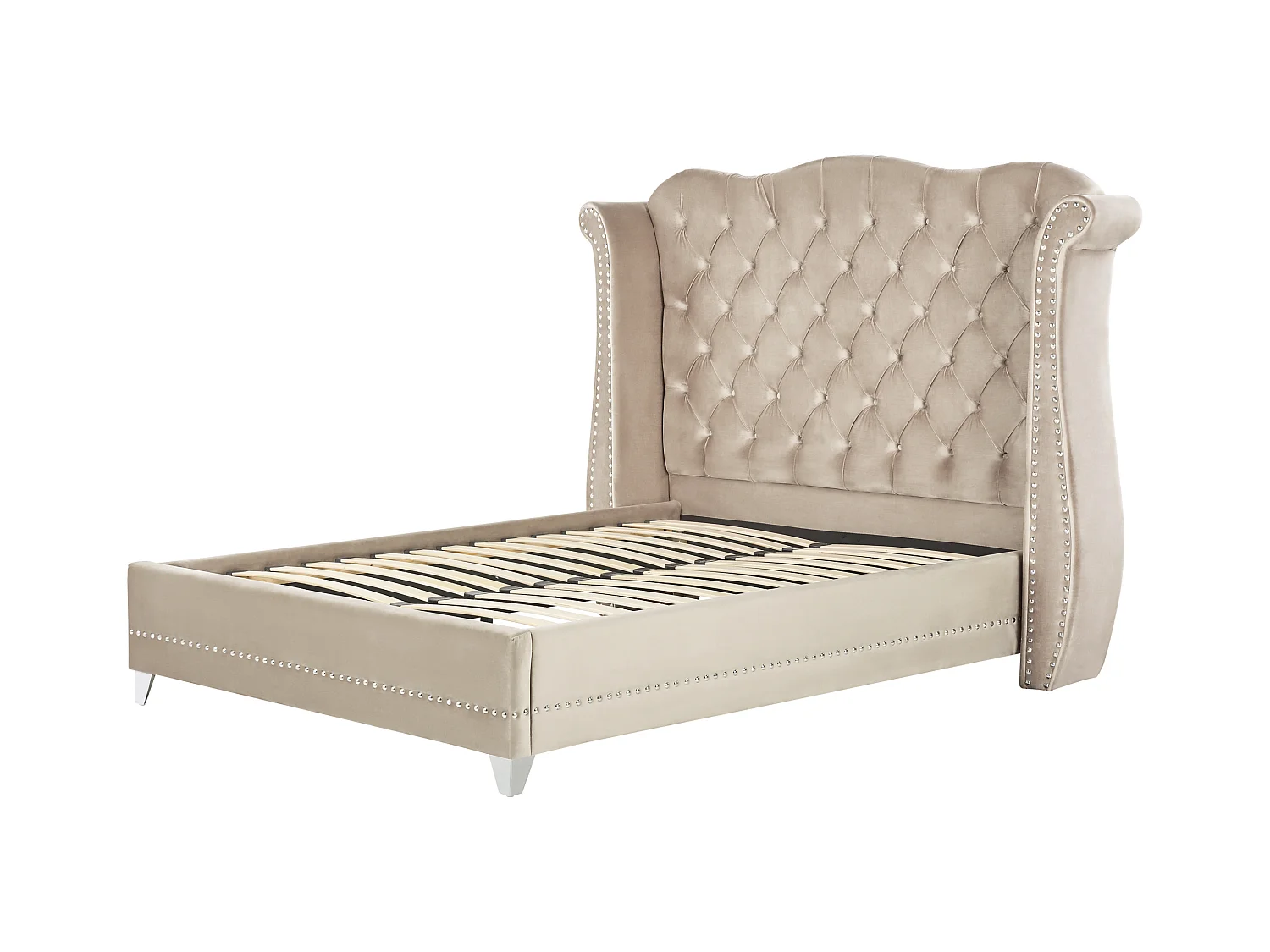 Lit avec sommier Velours AYETTE 140 x 200 cm Beige