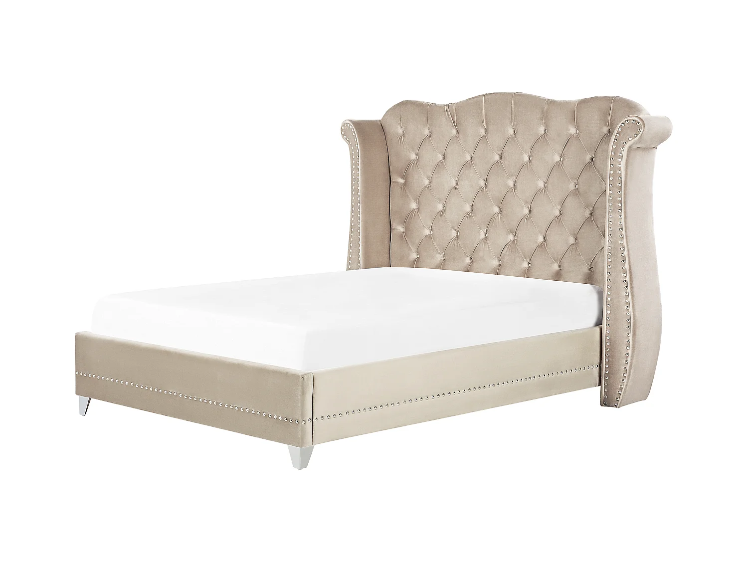 Lit avec sommier Velours AYETTE 140 x 200 cm Beige
