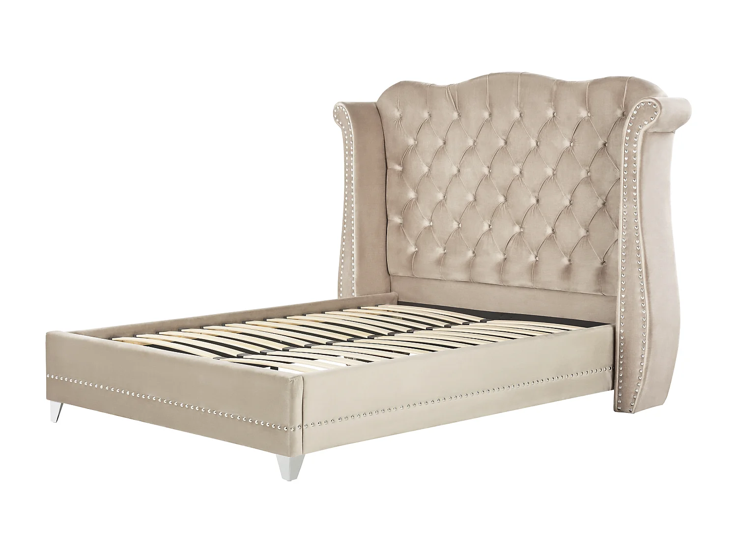 Lit avec sommier Velours AYETTE 140 x 200 cm Beige