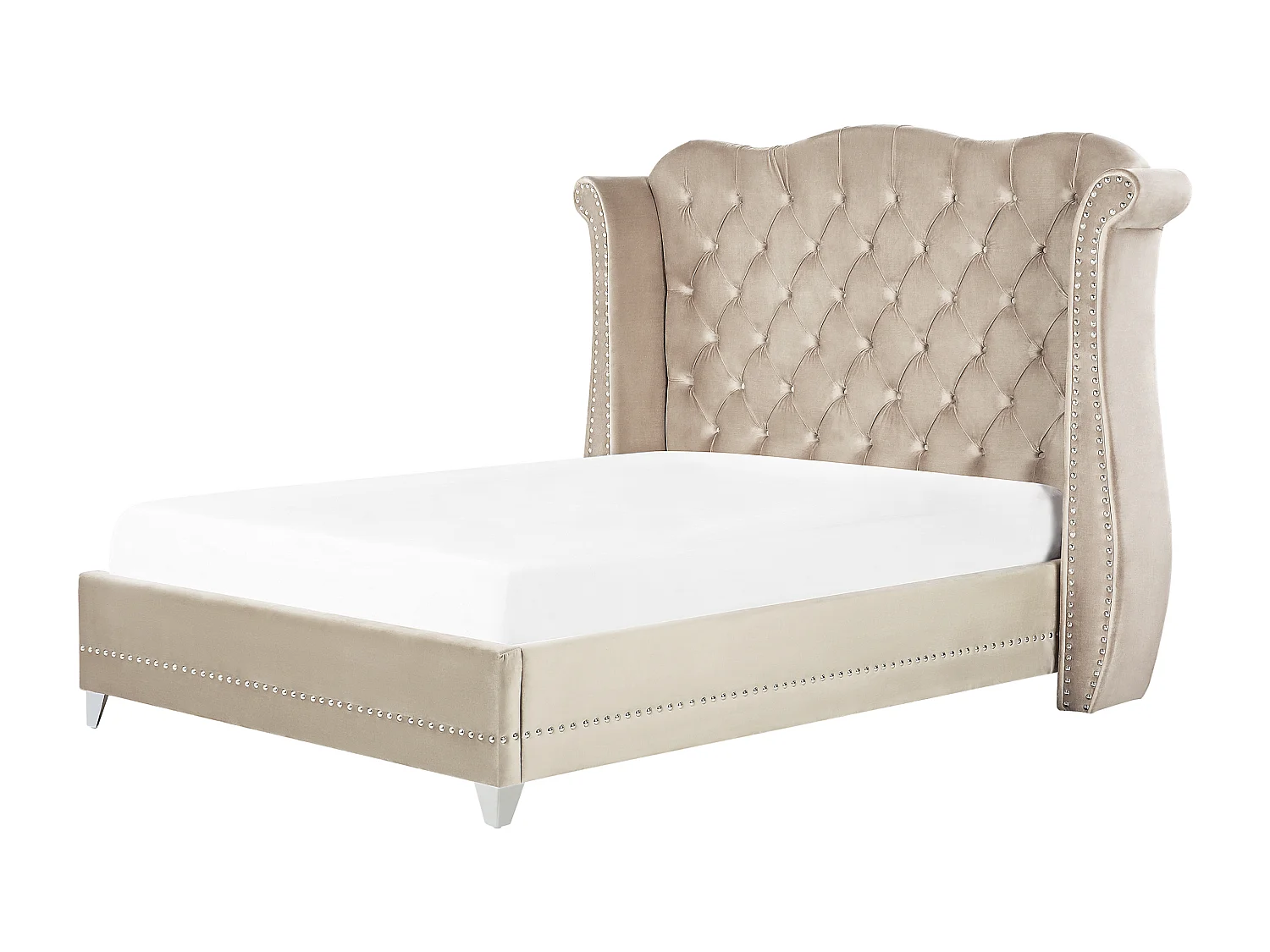 Bed Fluweel AYETTE 140 x 200 cm Beige