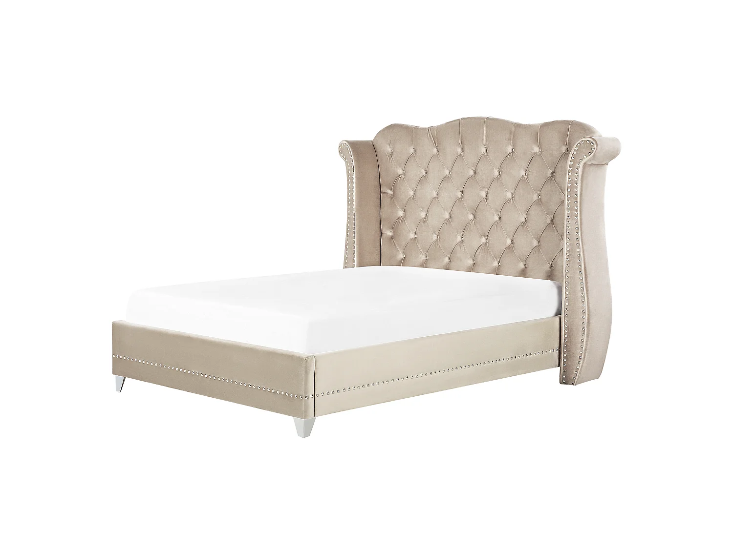 Bed Velvet AYETTE 140 x 200 cm (EU Double) Beige