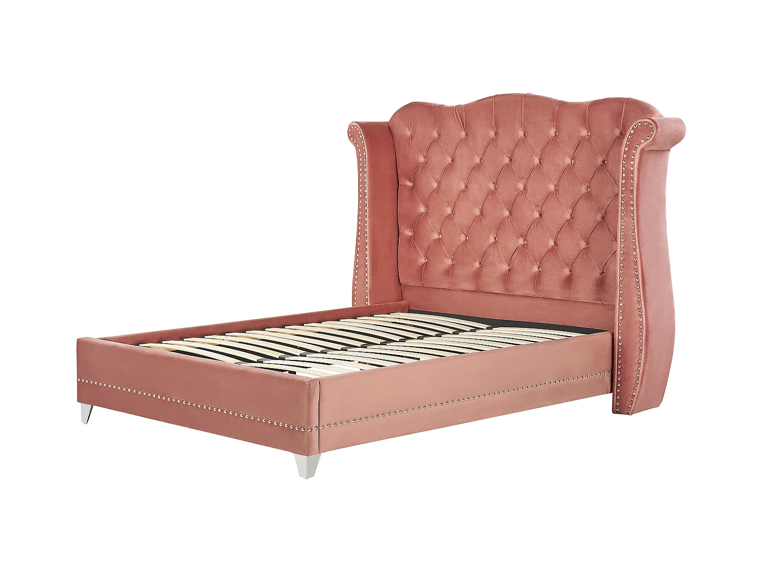 Lit avec sommier Velours AYETTE 160 x 200 cm Rose
