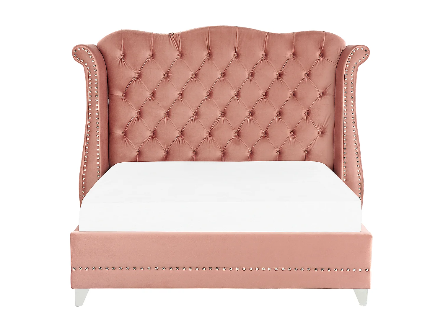 Bett Samtstoff im Chesterfield Stil hohes Kopfteil rosa 160 x 200 cm Ayette