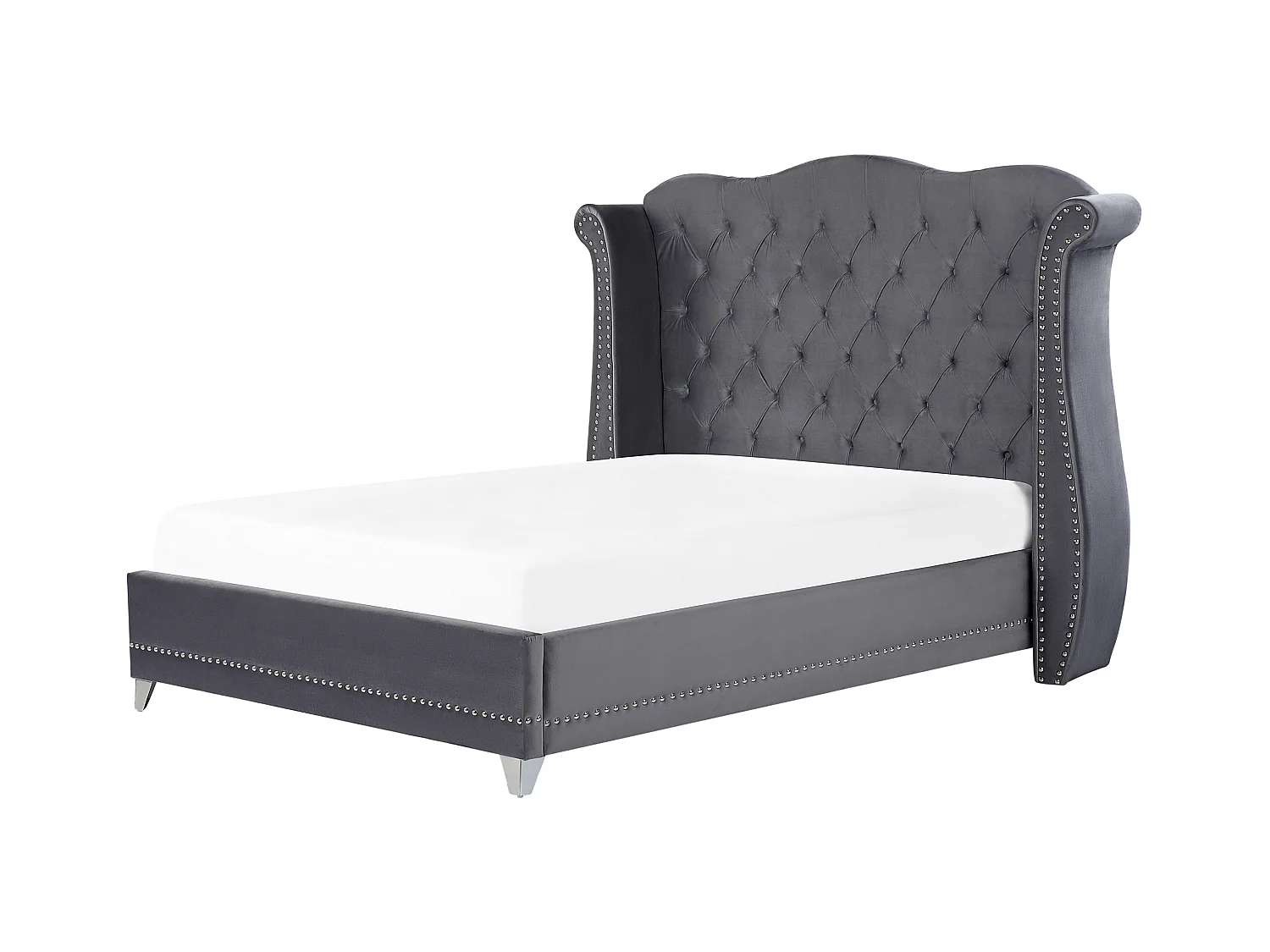 Bed Fluweel AYETTE 140 x 200 cm Grijs