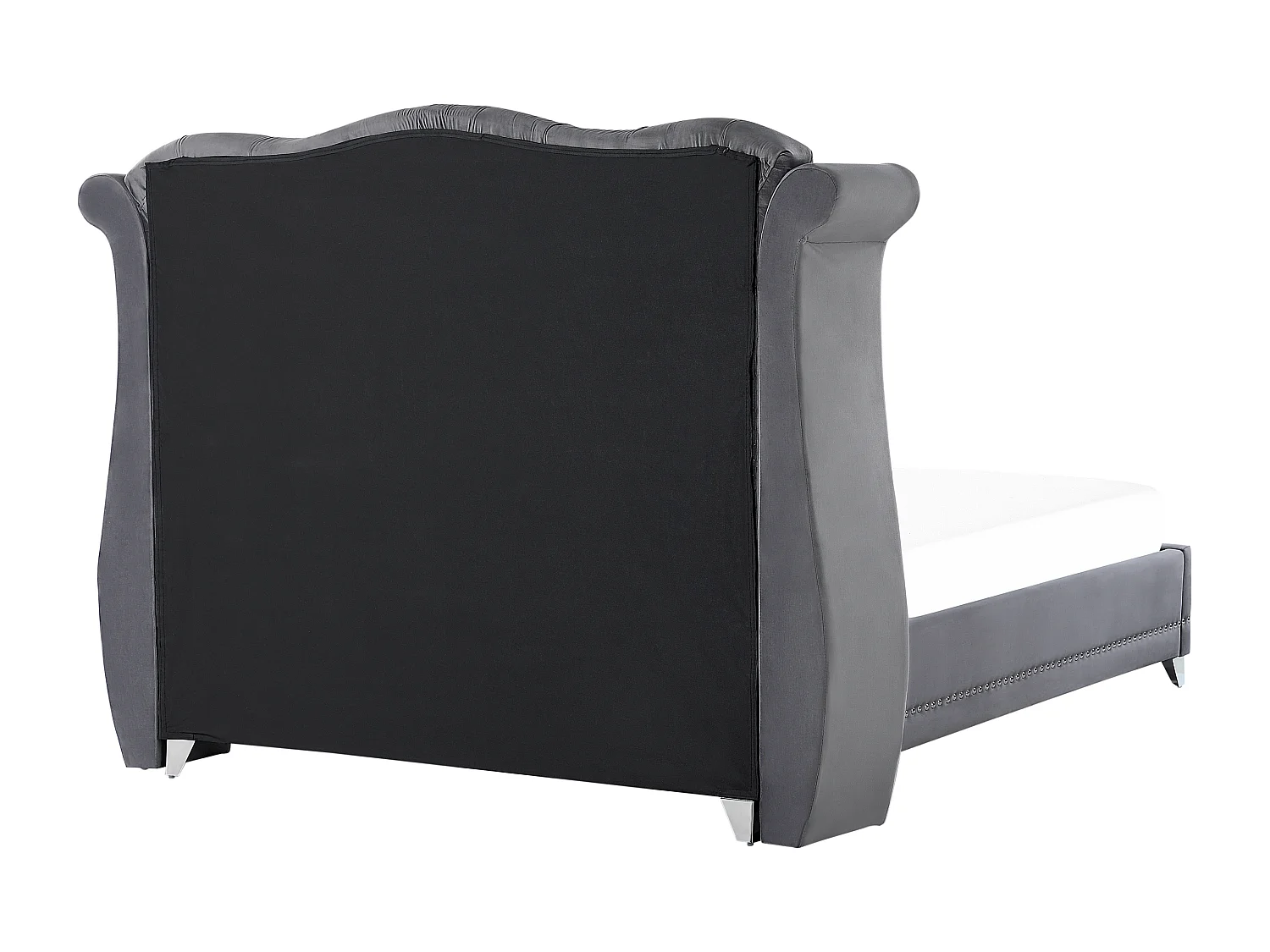 Bett Samtstoff im Chesterfield Stil hohes Kopfteil grau 140 x 200 cm Ayette