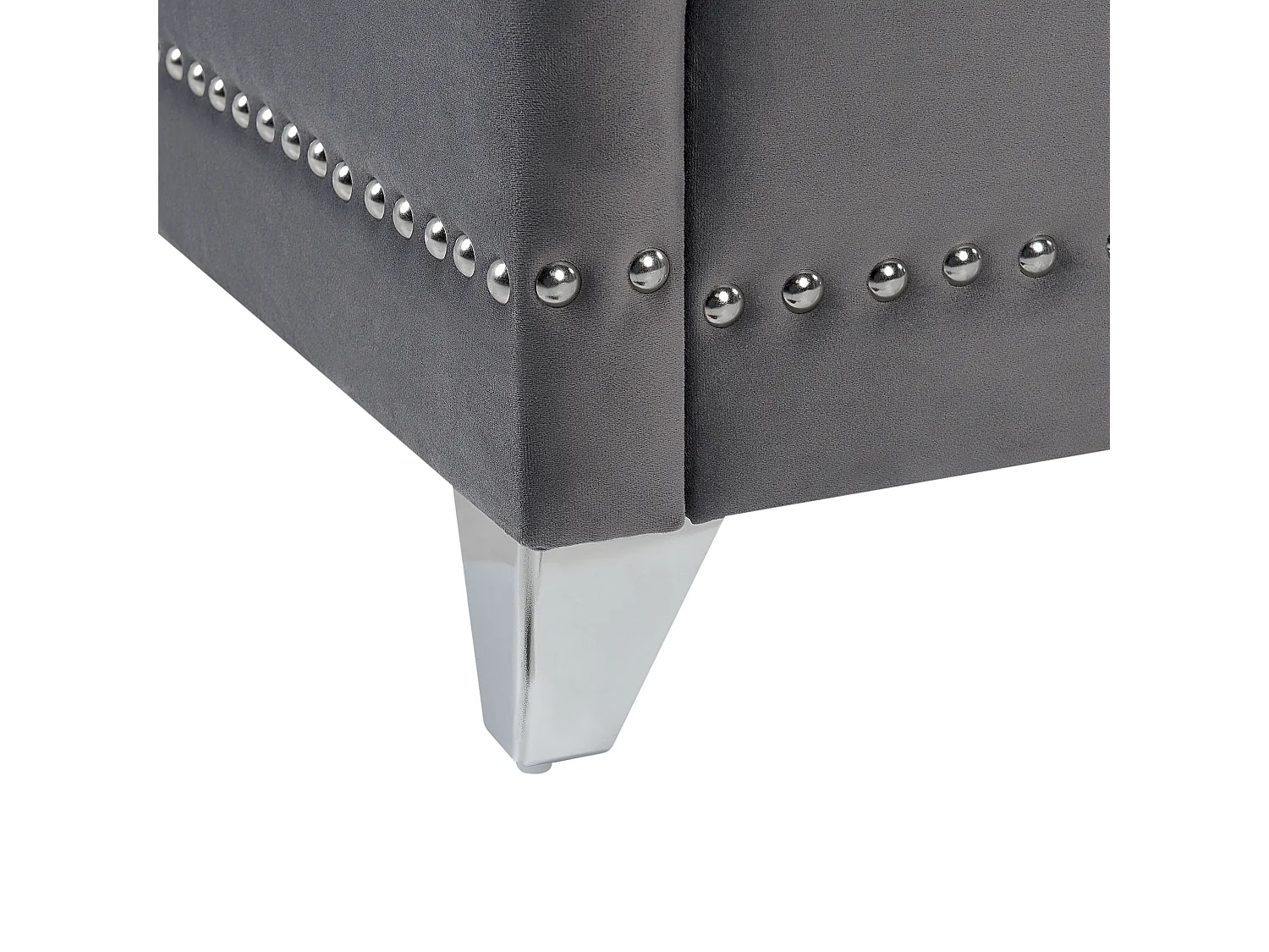 Bett Samtstoff im Chesterfield Stil hohes Kopfteil grau 140 x 200 cm Ayette