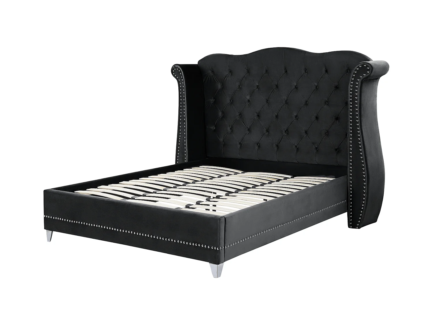 Bed Fluweel AYETTE 180 x 200 cm Zwart