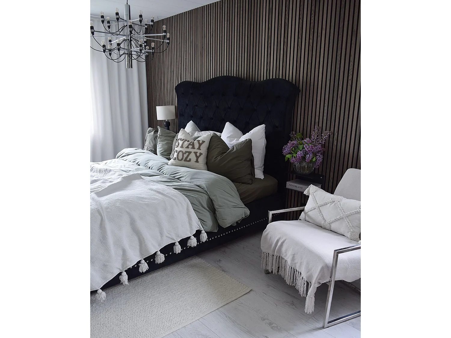 Bed Fluweel AYETTE 180 x 200 cm Zwart